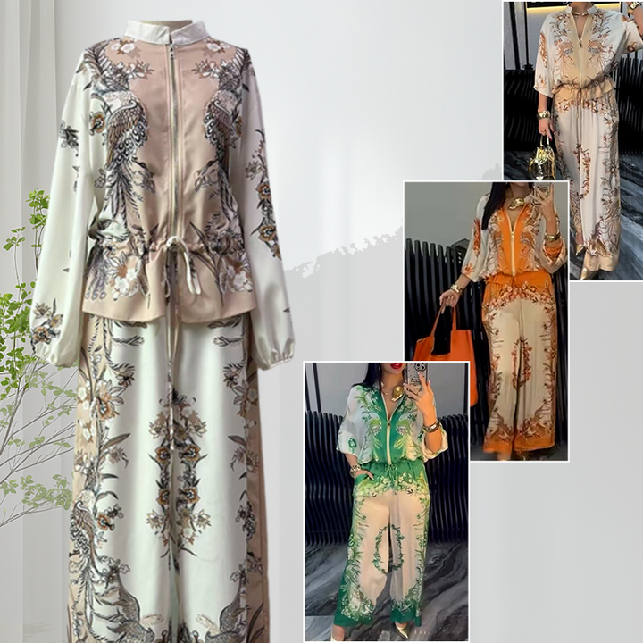 Katya - Elegante Estampado Floral Conjunto De Dos Piezas