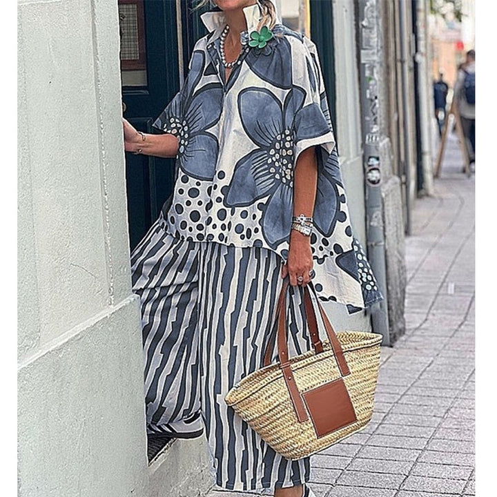 Rozarin - Elegante Conjunto De Dos Piezas Estampado