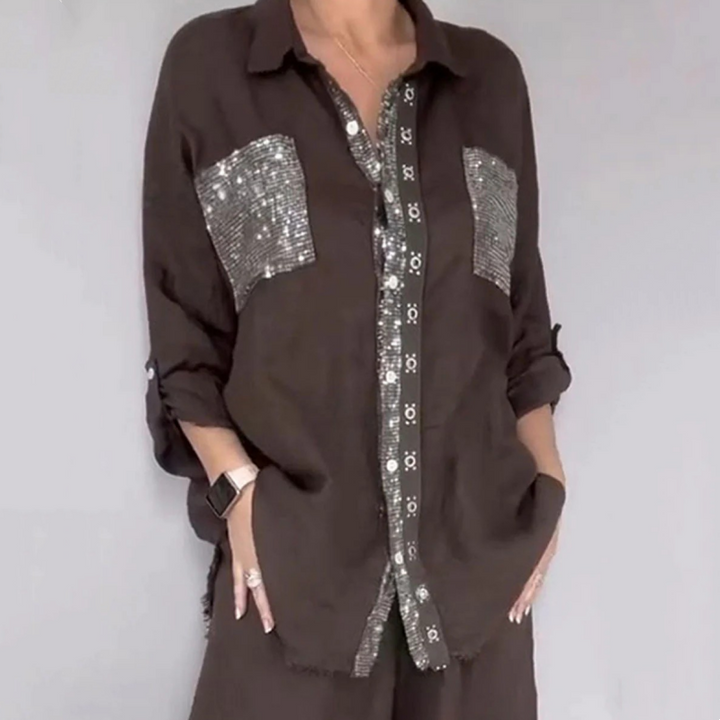 Lizy - Conjunto De Blusa y Pantalones Con Lentejuelas