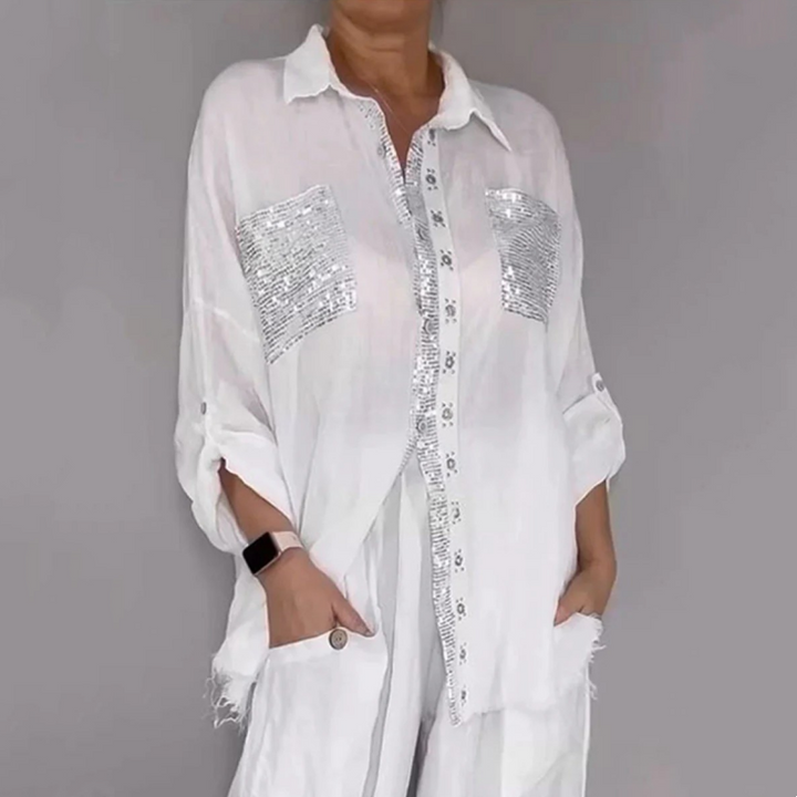 Lizy - Conjunto De Blusa y Pantalones Con Lentejuelas