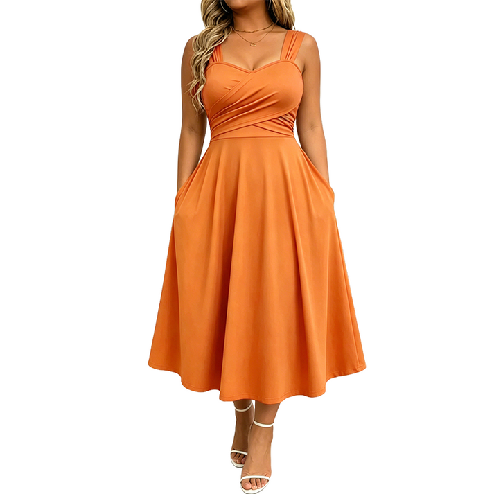 Katjaa - Elegante Vestido Sin Mangas Con Bolsillos