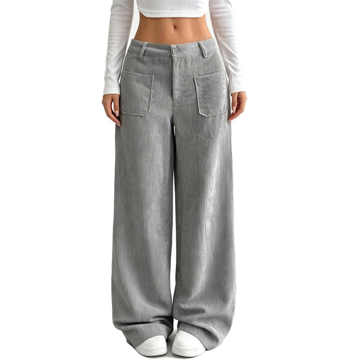 Jina - Pantalones De Corte Ancho Con Bolsillos Delanteros