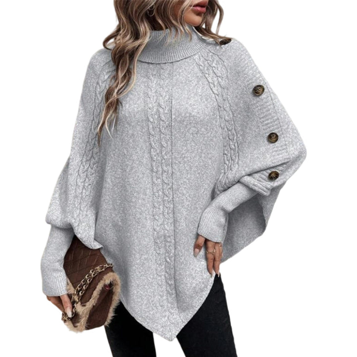 Rylee - Elegante Jersey Tipo Capa Con Cuello Alto Y Bajo Asimétrico