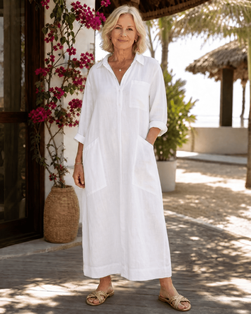 Tamanda - Elegante Vestido Midi Con Cuello