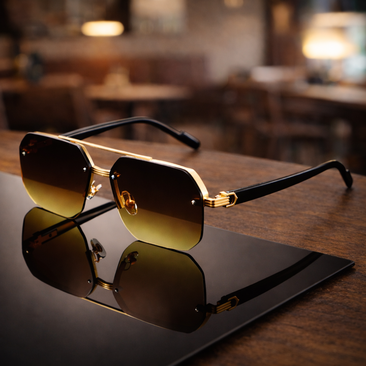 NoirEdge - Gafas De Sol Clásicas De Media Montura