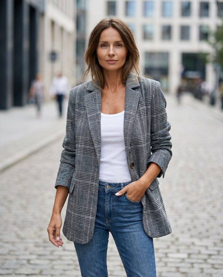 Basia - Elegante Chaqueta De Invierno a Cuadros