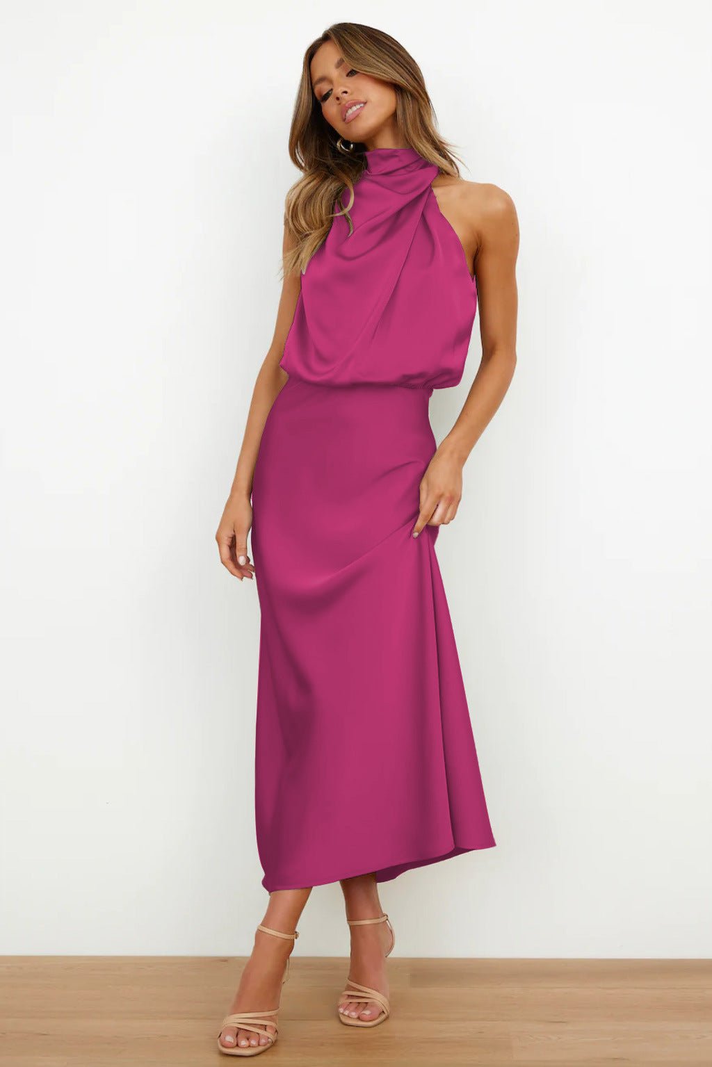 Aukje - Elegante Vestido Largo Sin Mangas De Satén