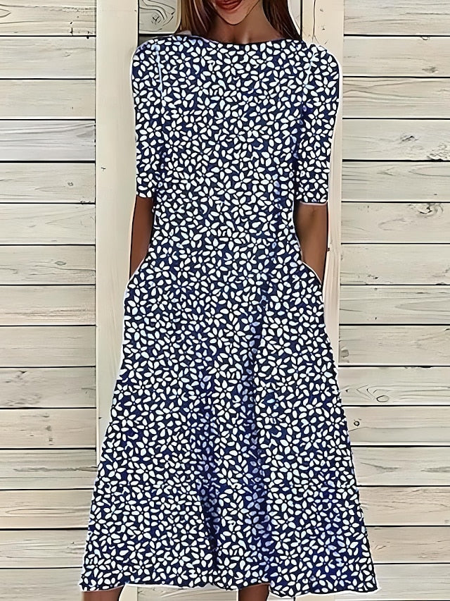 Kwanza - Vestido Midi Holgado Con Estampado Floral
